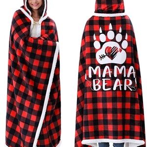 Mama Bear Buffalo Plaid Blanket Hoodie